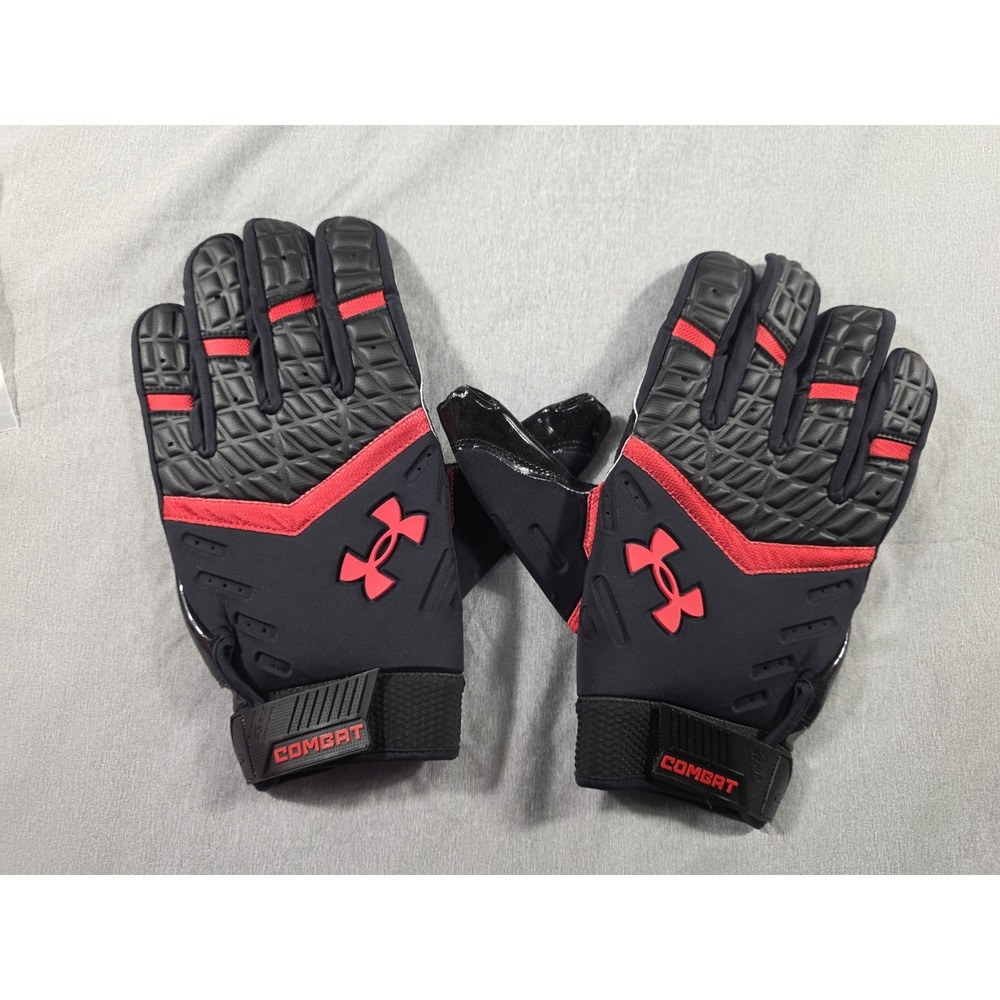 Under Armour Combat Football Black Red‎ Lineman Gloves Men's 4XL NWOT